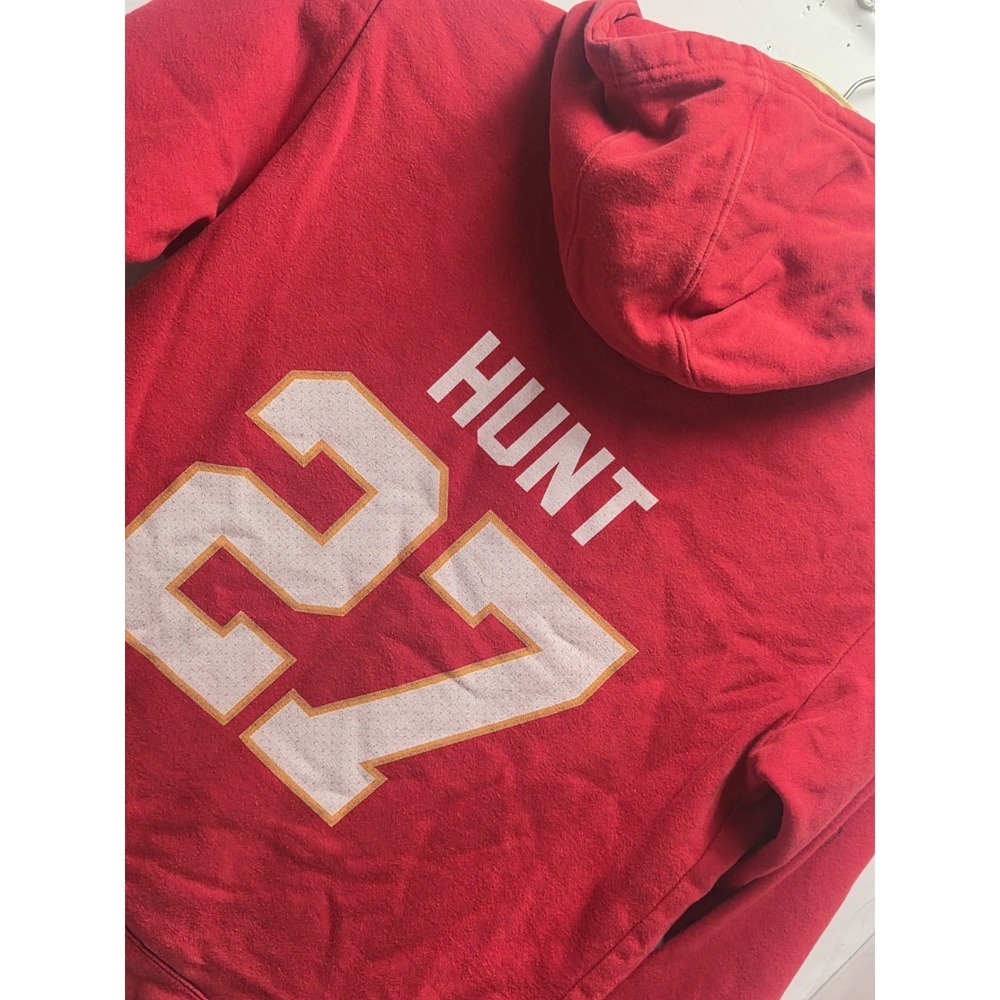 Kansas City Chiefs Red Hooded Red Number 57 "HUNT" Pullover Hoodie - Picture 2 of 7